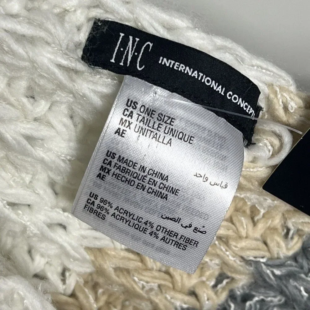 INC International Concepts Inc Mixed-Striped Muffler Scarf‎ Gray  Layered Up NWT